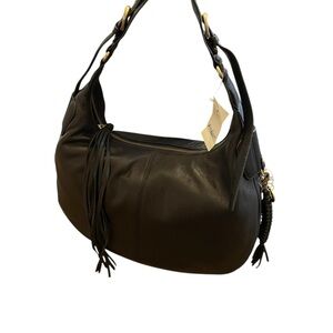 Lucky Brand Black Hobo Bag with Tassels